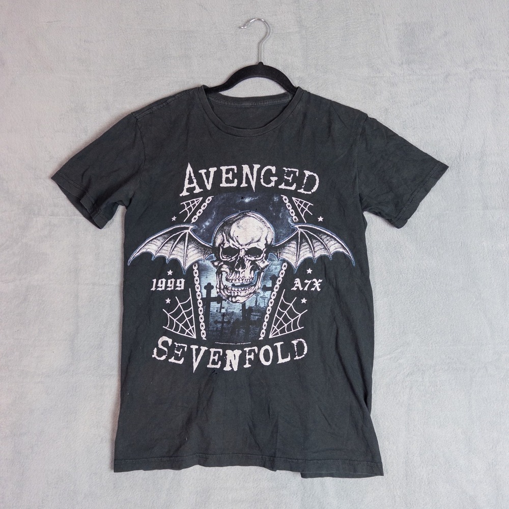 Avenged Sevenfold Graphic T-Shirt Mens S Black Fair Winged Skull A7X Band Tee